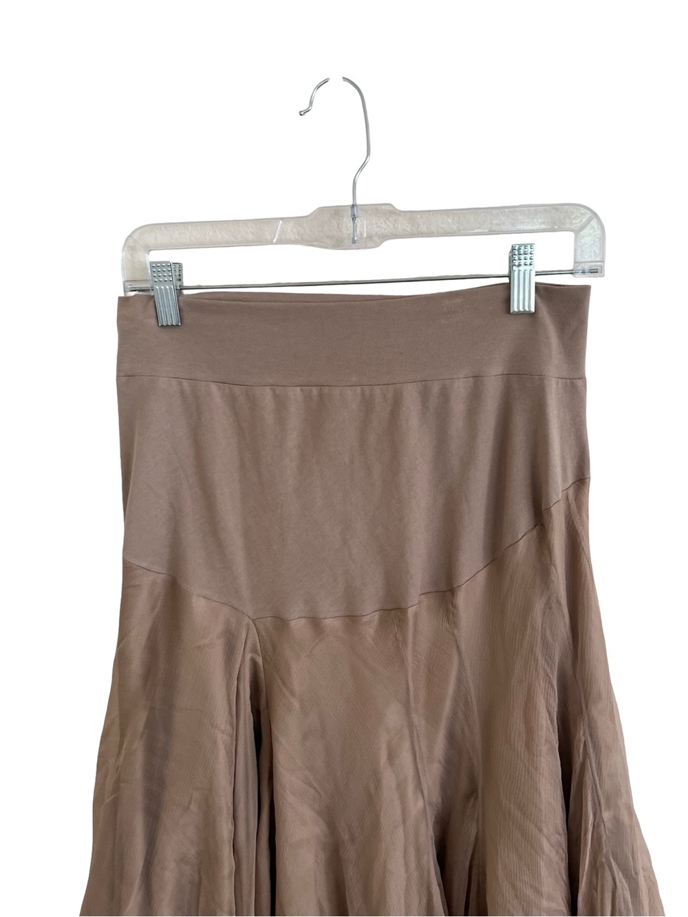 Linda Loudermilk Tan 100% Silk Fairy Chiffon Skirt NWT Small - Picture 4 of 9
